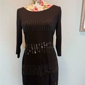 Elegant Black Sequin Midi Dress